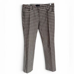Cynthia Rowley Black & Cream Geometric Skinny Cotton Work Pants Business Casual